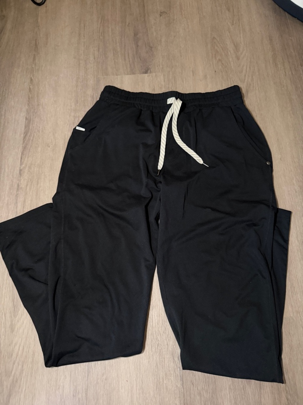 Vuori Black Drawstring Lounge Pants with White Cord
